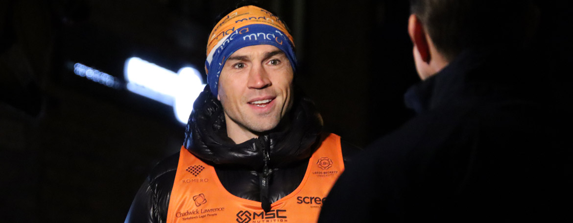 photo of kevin Sinfield wearing MNDA official clothing