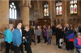 a group of people in a church