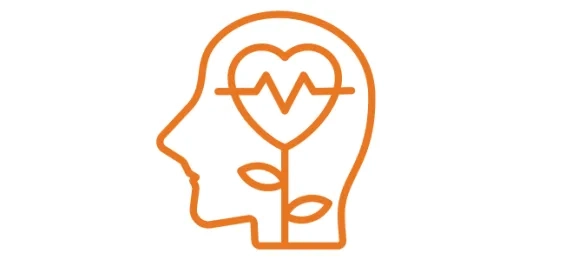 Wellbeing graphic of a head being monitored for mental health.